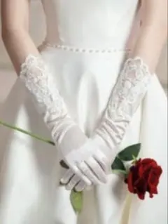 ホワイト サテン ウェディンググローブ