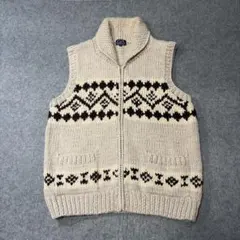 90s vintage カウチンベスト ニット ジップアップ ウール アメカジ