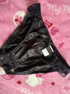 ブラック ゼブラ柄 レース付きヒップハングショーツ LL