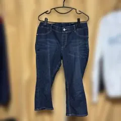 レディース　七分丈、ダークブルー デニムパンツ　3 Lサイズ