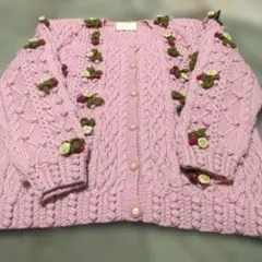 お値下　PINK HOUSE激かわ　美品 花モチーフ ニットカーディガン