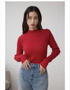 AZUL BY MOUSSY VENUS ハイネックリブニット レッド　Mサイズ