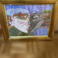 【メルカリだけの出品　 ご注意下さい】油絵　中島達幸　{巴里-モンスニの街角} 114 絵のみ♥ あたしンち みかんをおんぶする 母 懐かしアート