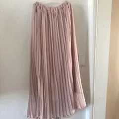 ピンク プリーツ ロングスカート