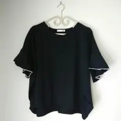 【SHOO LA RUE 】 フリル袖 カジュアルトップス フリーサイズ 黒