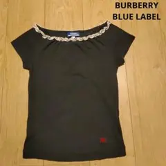 BURBERRY BLUE LABEL　 Tシャツ ノバチェック柄襟 赤ロゴ刺繍