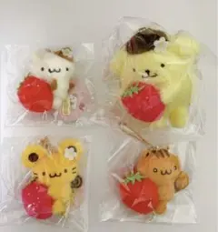 ポムポムプリン いちごフレンズシリーズ ボアマスコット むにゅぐるみ