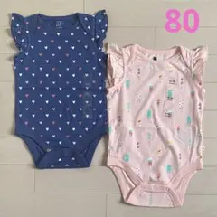 【新品】80cm babyGap ロンパース♡2枚セット(ハート柄&アイス柄)