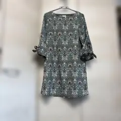 H&M✴︎ウィリアムモリス花柄七分袖ワンピース　チュニック　36