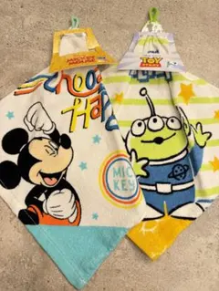 新品　2枚組　ミッキー　トイストーリー　ディズニー　ループタオル　ハンドタオル