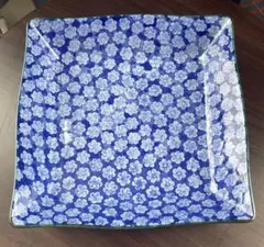美濃焼 ろまん 染付梅詰 角皿 箱付 飾皿 大皿 パスタ皿