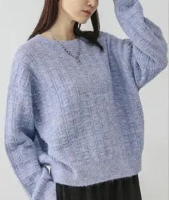 GLOBAL WORK モヘヤタッチ編み柄クループルオーバー