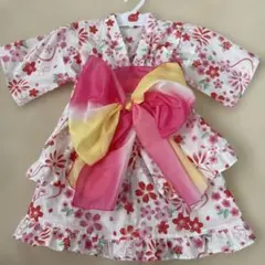 【新品　未使用】キッズ 浴衣ドレス 110cm ピンク 桜柄 レース　甚平