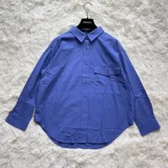 美品✨ミューニック　バックスリット　シャツ　長袖シャツ　日本製　ブルー