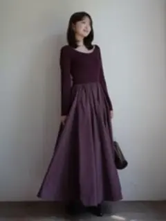 【新品】アニュアンス　ニットドッキングフレアワンピース