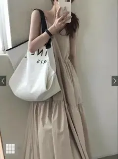 ティアードキャミワンピース キャミワンピース 無地 ベージュ フリーサイズ