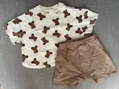 くま柄Tシャツとショートパンツセット