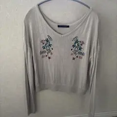 ページボーイ　スカ刺繍プルオーバー 長袖ニット Fサイズ