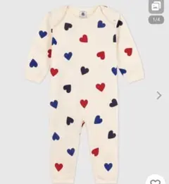 未使用タグ付き　プチバトー　ロンパース　6m