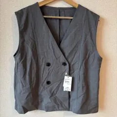 グレー ダブルボタン ベスト Fサイズ