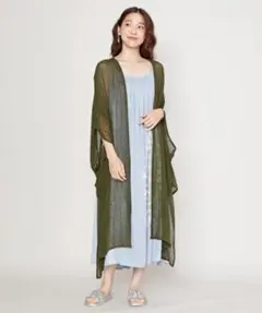 未使用【チャイハネ】ブクラショールカーデ　こなれ感ジレ　カーキ　アミナAminaのサムネイル