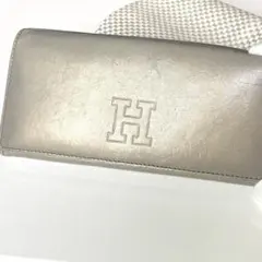 【清掃リペア済】HIROFU センプレヒロフ 長財布 シャイニーゴールド Hロゴのサムネイル