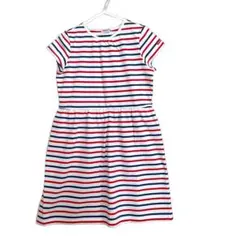 新品 ミキハウス トリコロールカラー ストライプ 半袖 ワンピース 130