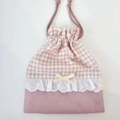 ハートキルティング柄①　　巾着・コップ袋 入園　入学　ゆめかわ