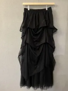 JEANASIS ブラック フリルロングスカート F
