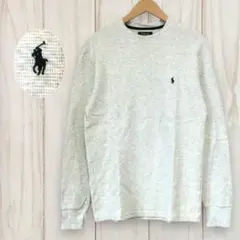 【ポロラルフローレン 長袖ロゴ刺繍Tシャツ】 M アイボリー 古着