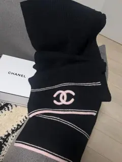 シャネル　カシミヤ　ココマーク マフラー pink & black