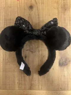 ミニーマウス風カチューシャ 黒　スパンコール