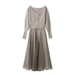 SNIDEL チュールコンビクロップドニットワンピース