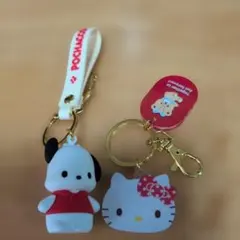 산리오 ポチャッコ ハローキティ キーホルダー 2点セット
