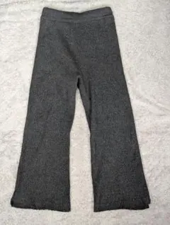 Samansa Mos2 リブ編み ダークグレー ニット パンツ