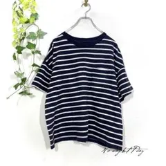 GAP ギャップ ボーダー 半袖 Tシャツ ポケット カットソー L 紺 白のサムネイル