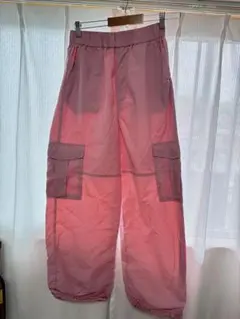 WEGO ウィゴー ナイロンイージーワイドカーゴパンツ ライトピンク 紐なし