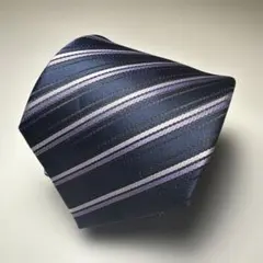 ネイビーと紫のストライプ シルクネクタイ