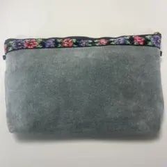 フェイラー 大型ポーチ バッグインバッグ シュニール織 グレー 花柄　中古