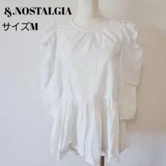 ノスタルジア 上品 パフスリーブ 長袖 ブラウス ホワイト M B0431のサムネイル