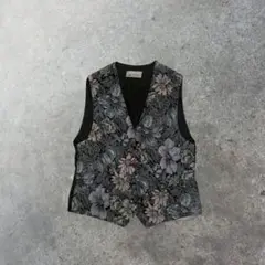 レトロ ベスト　花柄　シンプル　古着 ヴィンテージ風
