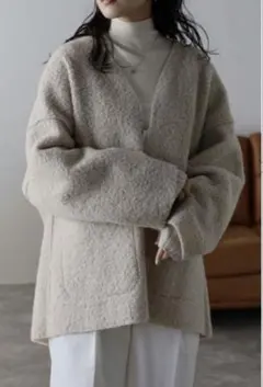 新品　ボンジュールサガン　フェイクリングウールリバーシブルジャケット