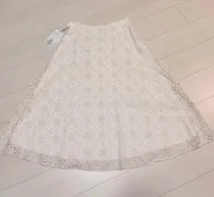 新品タグ付　Reflect 刺繍入りフレアスカート ホワイト