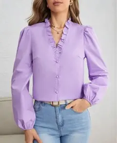 パープル　インポート　トップス　ブラウス