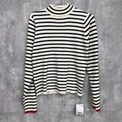 moment+ 白✖️黒長袖ボーダーリブニット L 新品タグ付 配色のサムネイル
