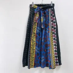 TITICACA アフリカン プリント フレアロングスカート バティック柄