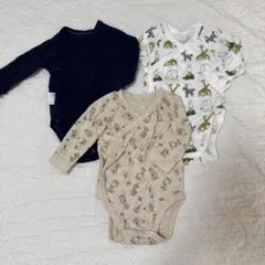 ユニクロ　前開き長袖ボディスーツ　ミッフィー、ムーミン　　サイズ70 3枚セット