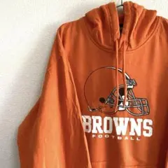アメリカンフットボール　アメフト　プルオーバー　パーカー　オレンジ　XL　古着