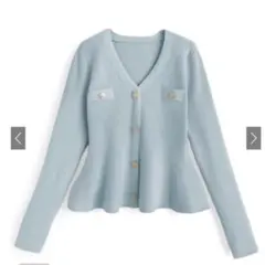 グレイル ペプラム　ニット　水色　ブルー