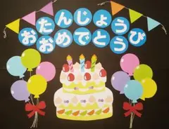 壁面飾り お誕生日表 ケーキ 風船 ② 3月4月